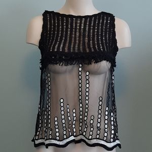 🅱️🅾️G🅾️ Sheer sequins crochet black top